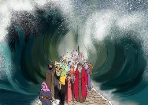 משה מוליך ישראל בקריעת ים סוף