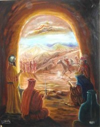 דוד המלך ואנשיו מסתתרים במערה מפני שאול ואנשיו